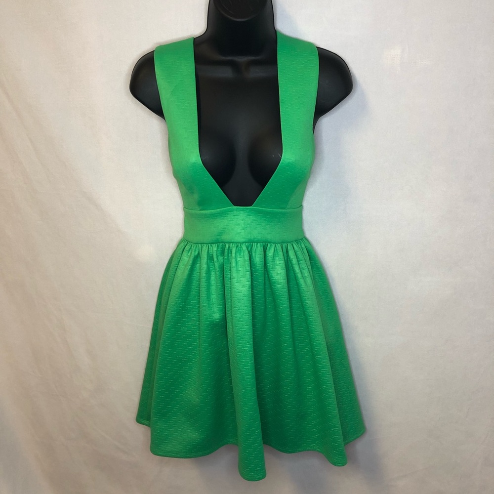 Nasty Gal "Spin Off" Sleeveless Skater Dress Green Jumper Size Medium